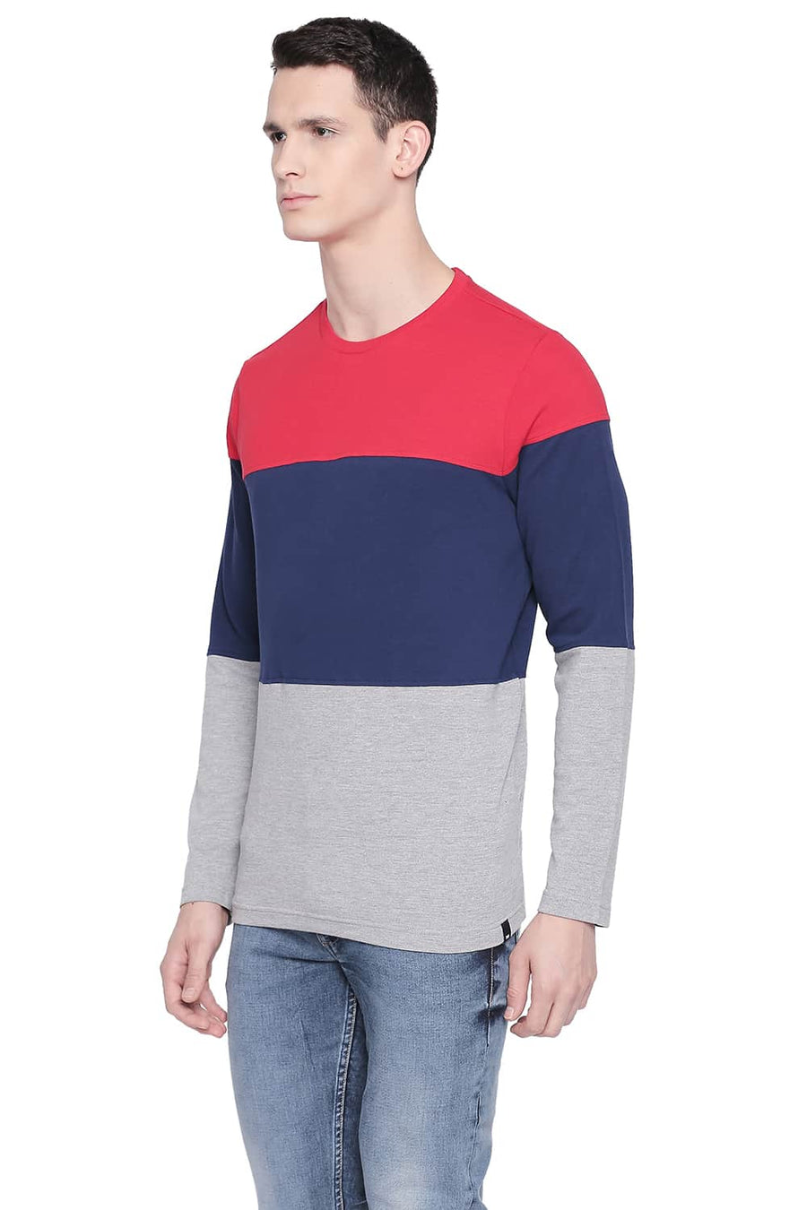 BASICS MUSCLE FIT CHINESE RED CREW NECK T SHIRT