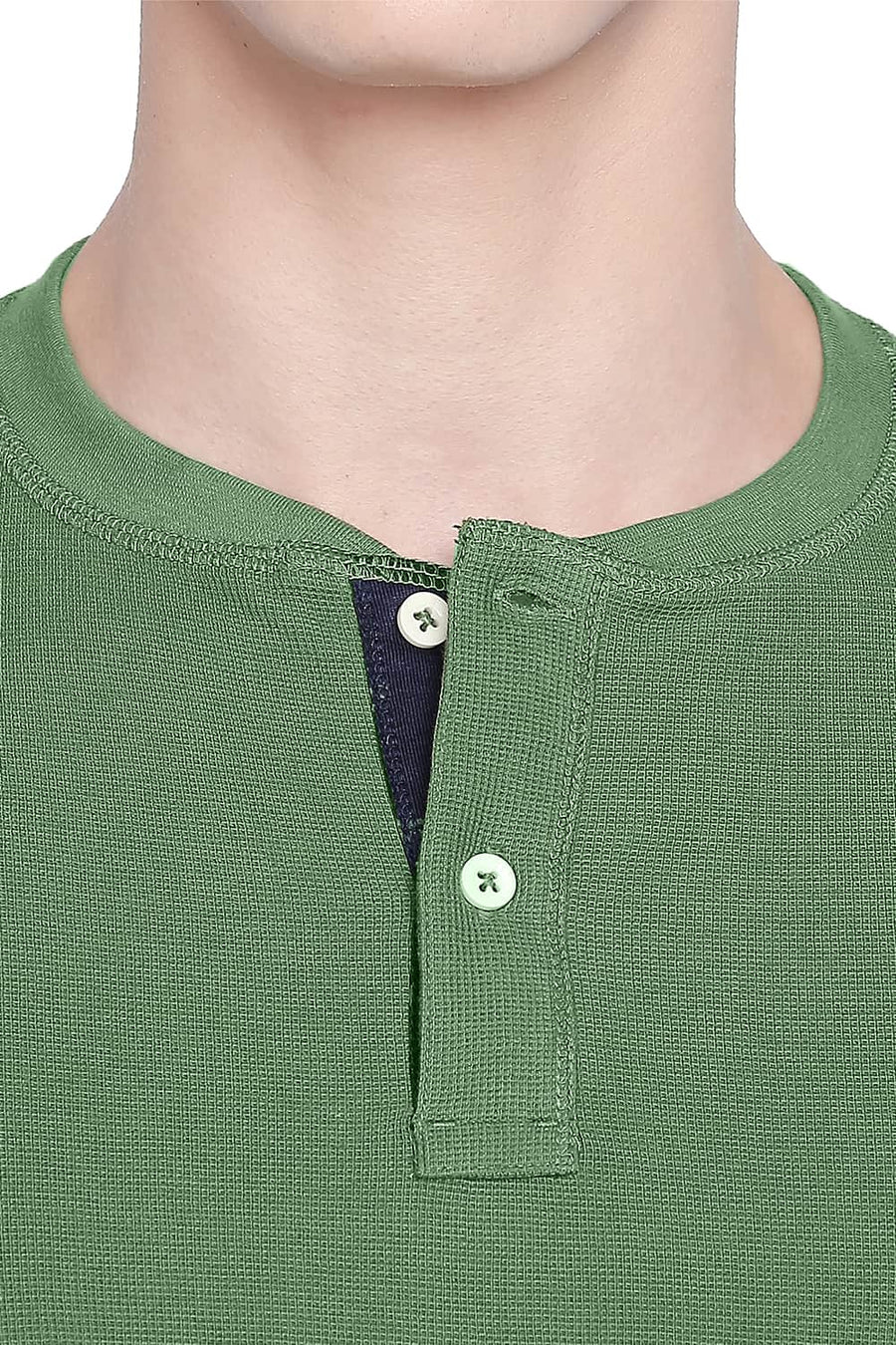 BASICS MUSCLE FIT TURF GREEN HENLEY T SHIRT