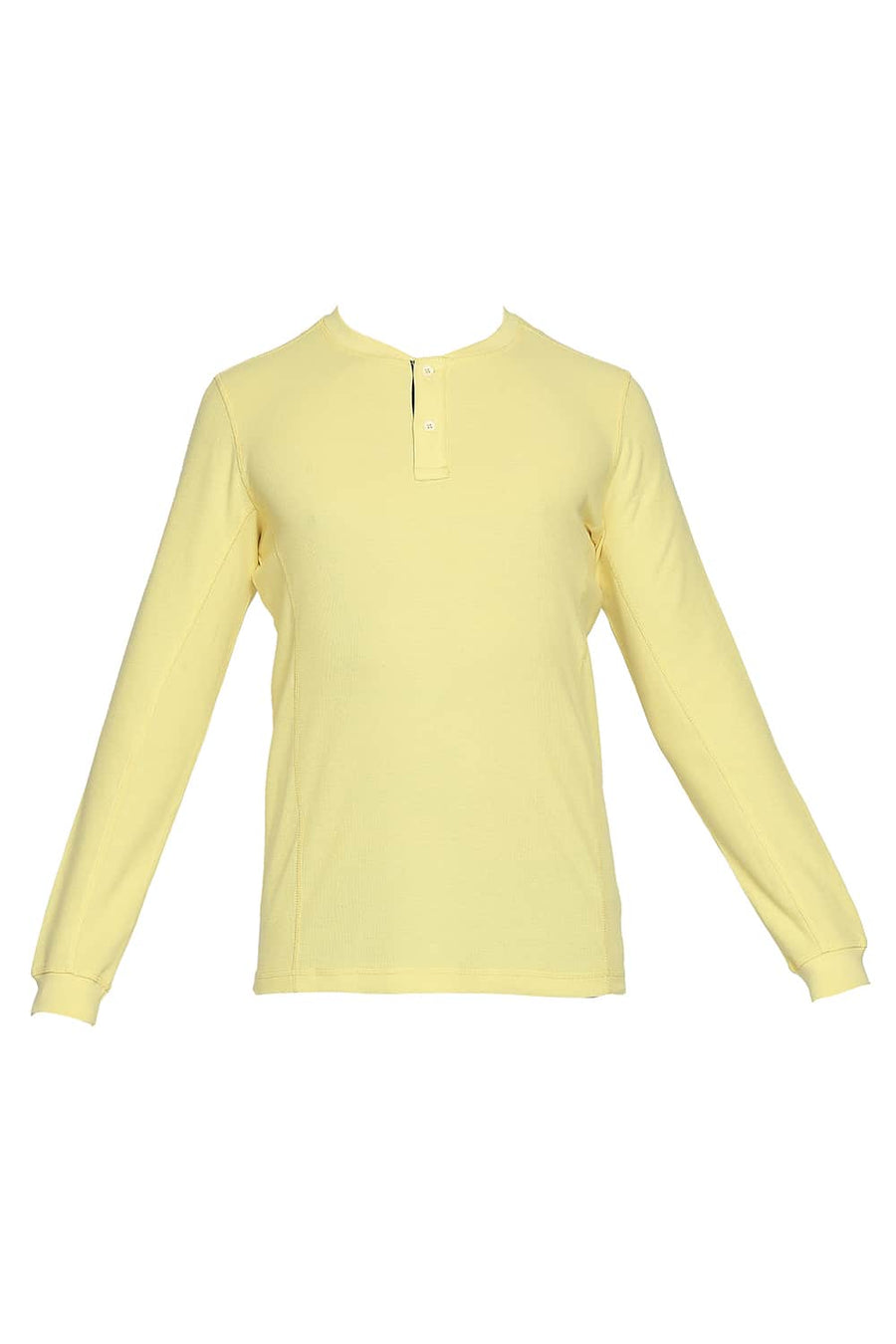 BASICS MUSCLE FIT LEMON DROP HENLEY T SHIRT