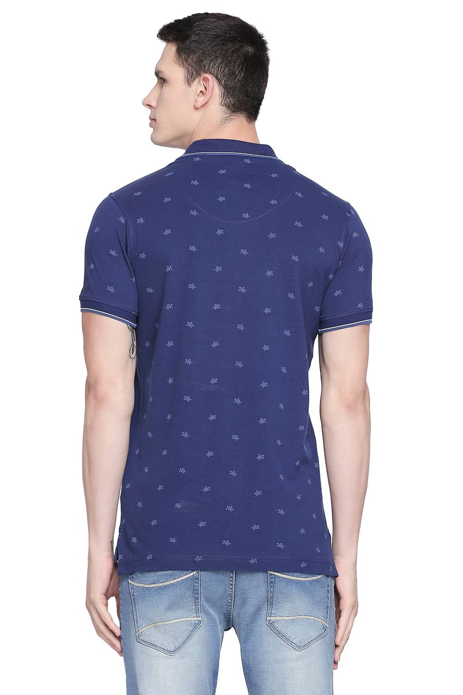 BASICS MUSCLE FIT MEDIEIVAL BLUE POLO T SHIRT