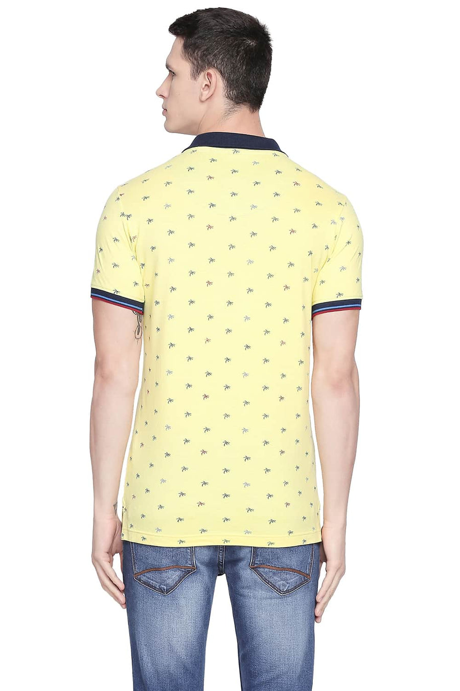 BASICS MUSCLE FIT PALE BANANA POLO T SHIRT