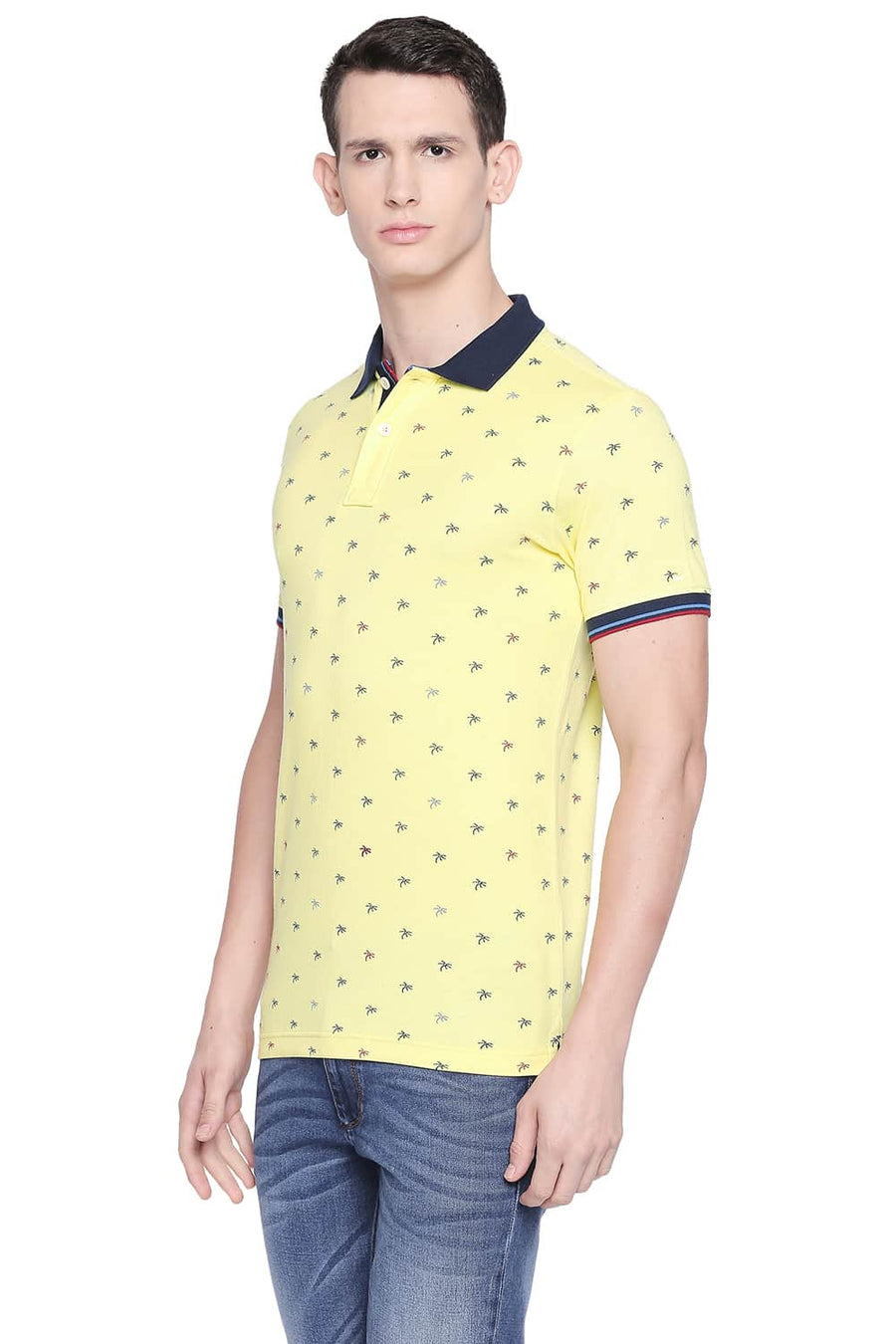BASICS MUSCLE FIT PALE BANANA POLO T SHIRT