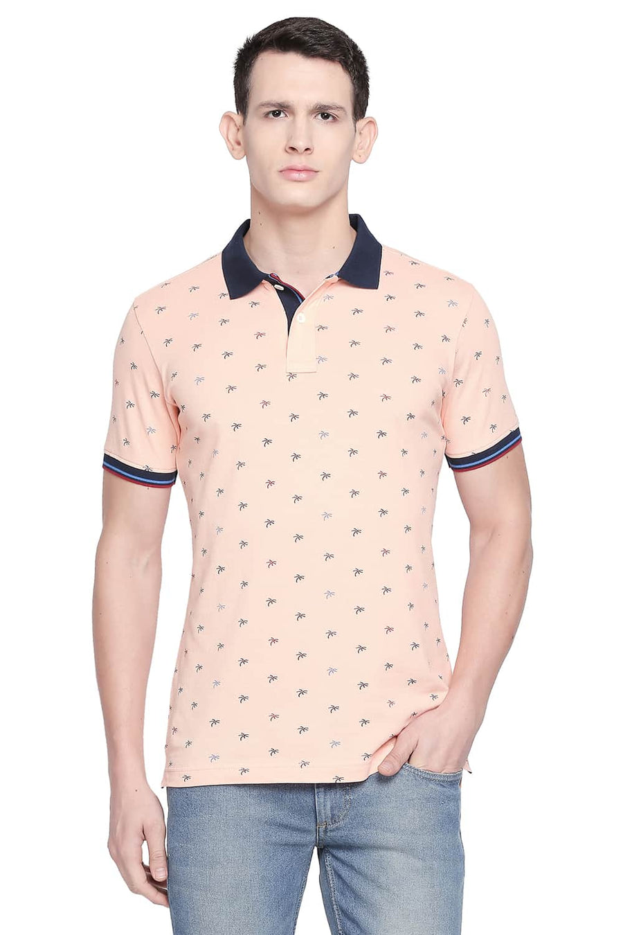 BASICS MUSCLE FIT PEACH PARFAIT POLO T SHIRT