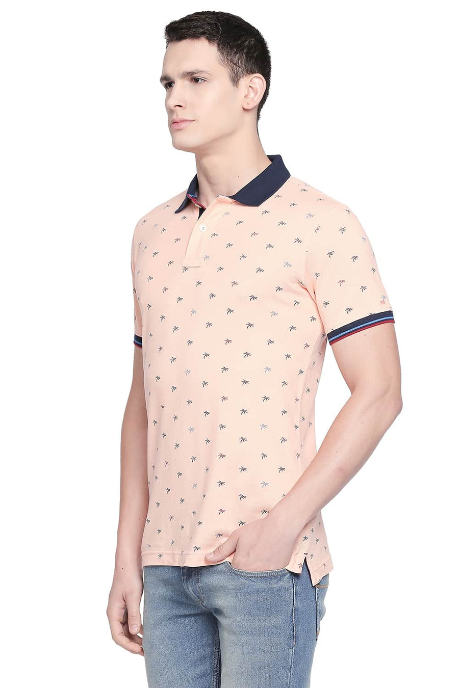 BASICS MUSCLE FIT PEACH PARFAIT POLO T SHIRT