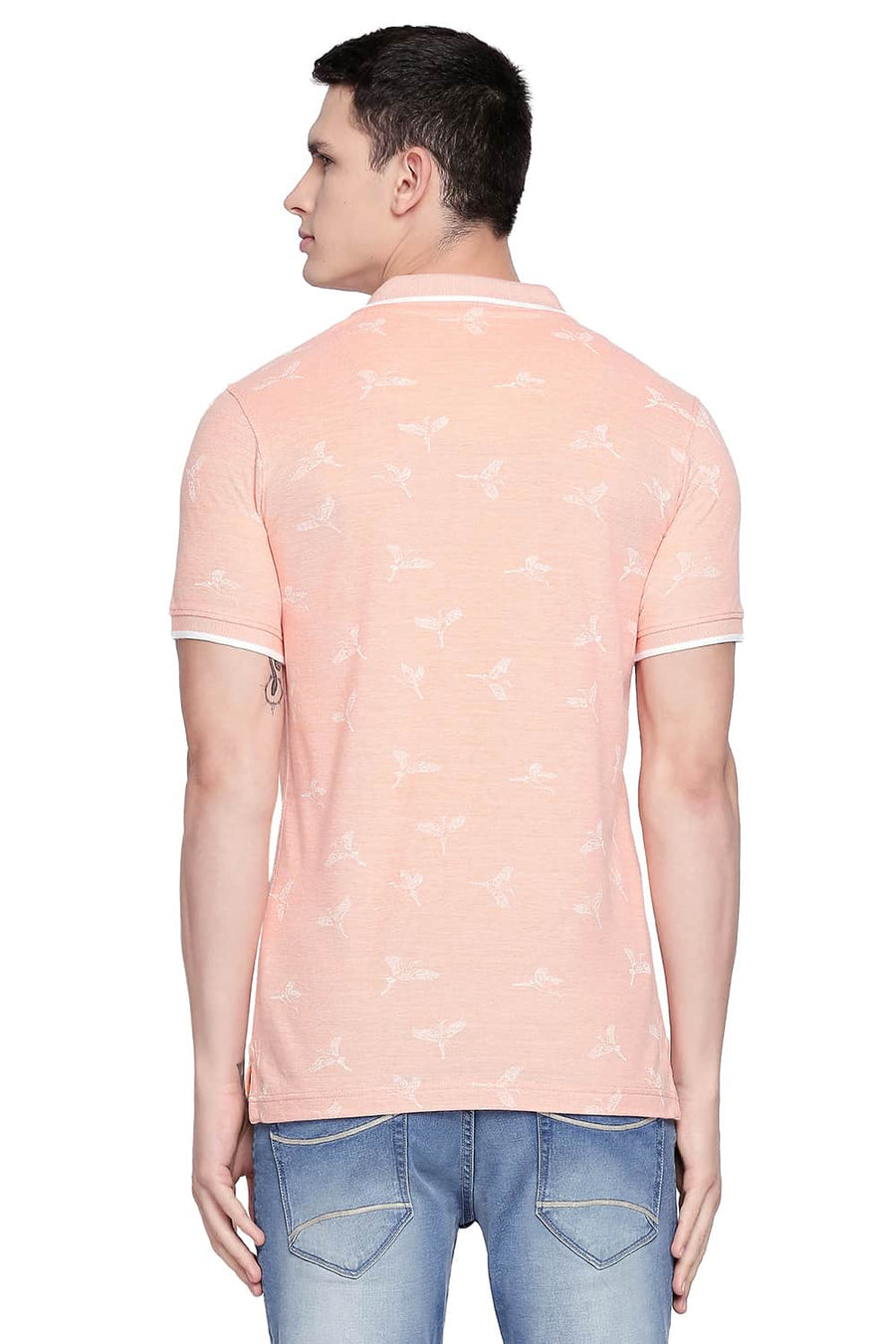 BASICS MUSCLE FIT AUTUMN SUNSET PRINTED POLO T SHIRT