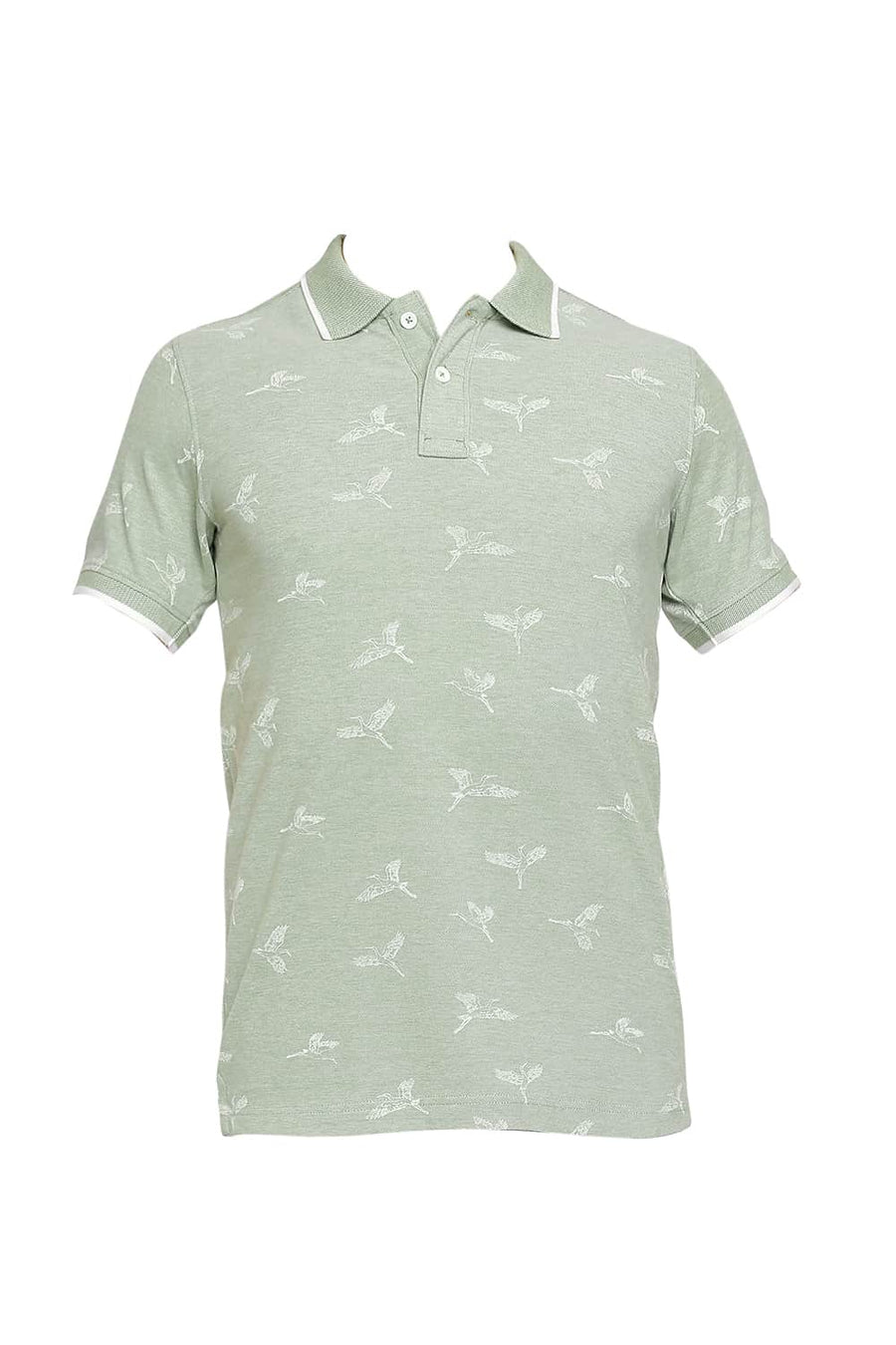 BASICS MUSCLE FIT GRASSHOPPER PRINTED POLO T SHIRT