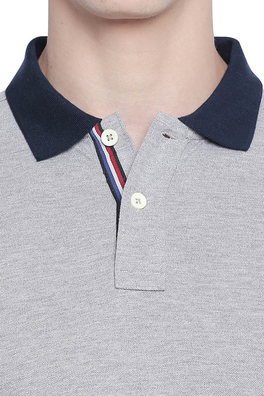 BASICS MUSCLE FIT HEATHER GREY POLO T SHIRT
