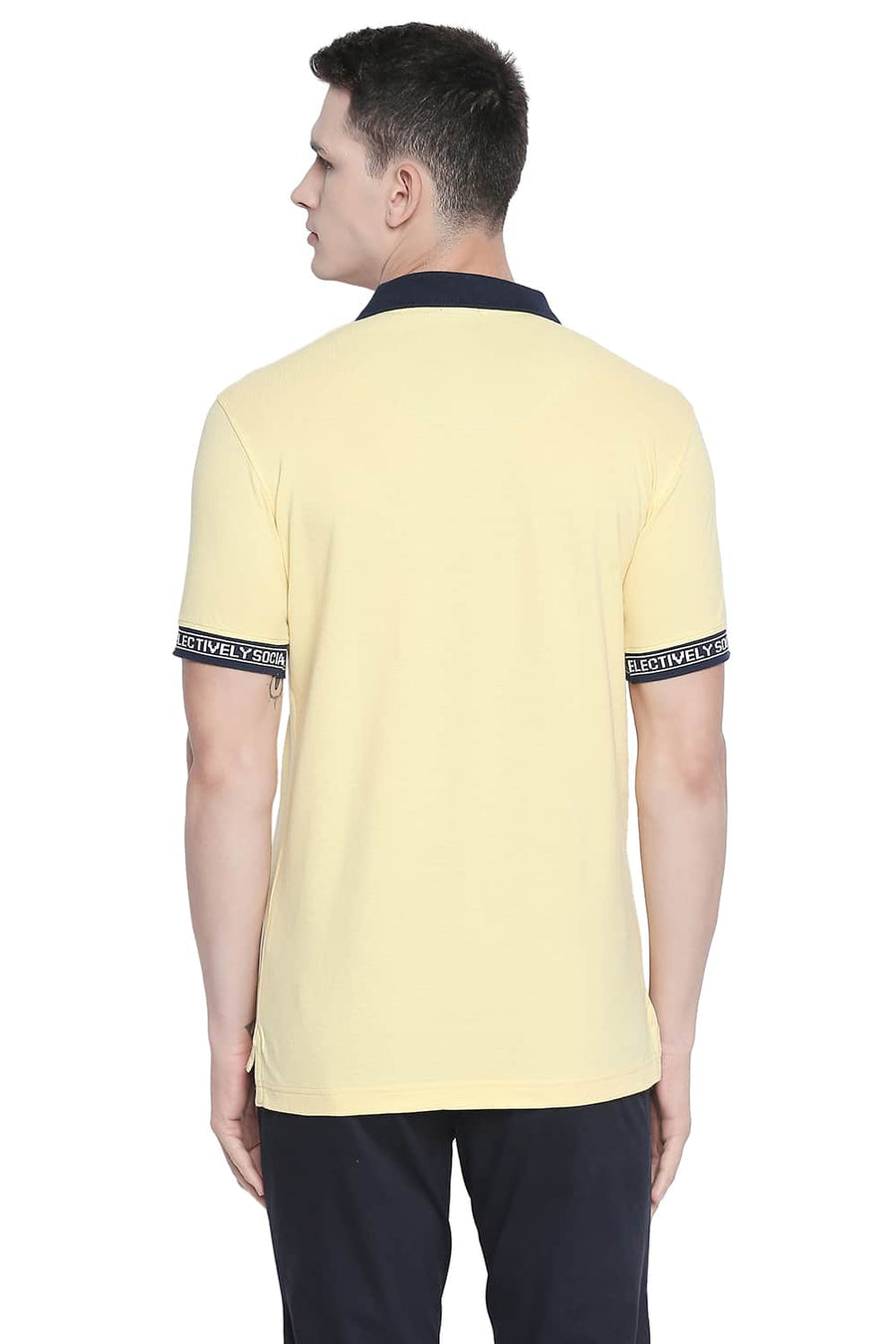 BASICS MUSCLE FIT POPCORN POLO T SHIRT