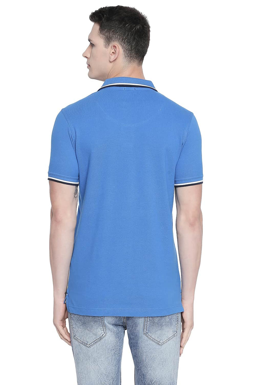 BASICS MUSCLE FIT STRONG BLUE POLO T SHIRT