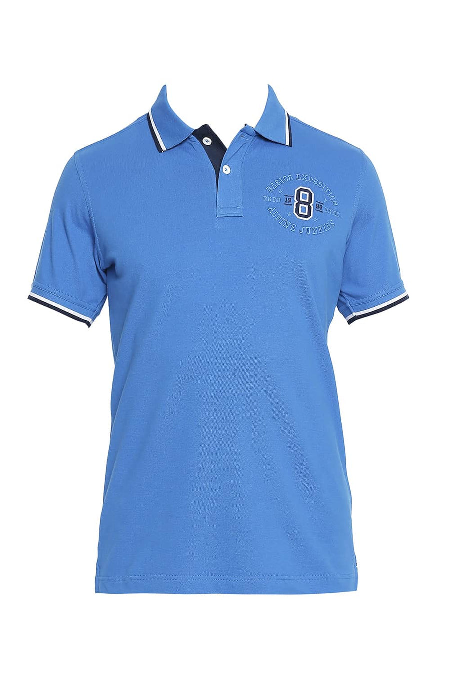 BASICS MUSCLE FIT STRONG BLUE POLO T SHIRT