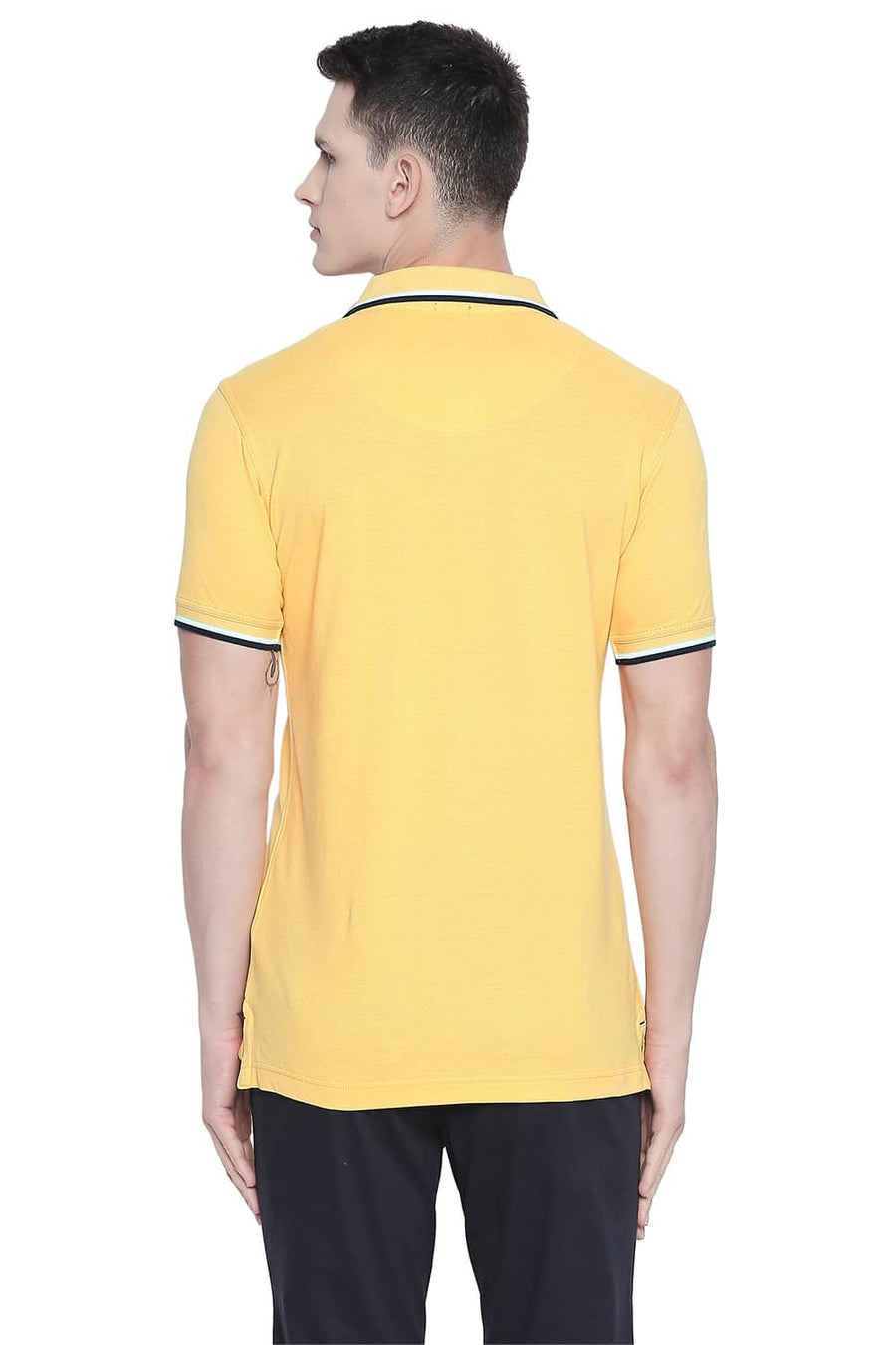 BASICS MUSCLE FIT BANANA CREAM POLO T SHIRT