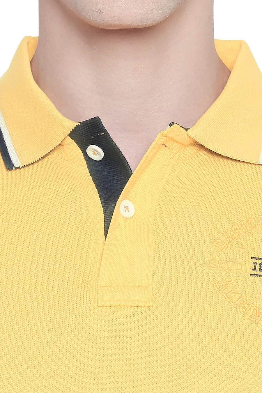 BASICS MUSCLE FIT BANANA CREAM POLO T SHIRT