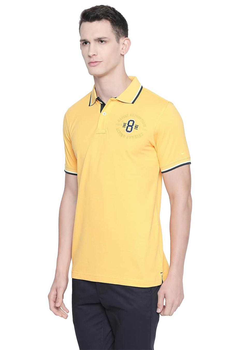 BASICS MUSCLE FIT BANANA CREAM POLO T SHIRT