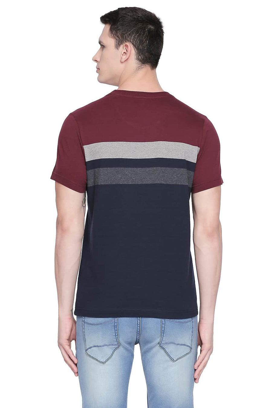 BASICS MUSCLE FIT DRESS BLUE CREW NECK T SHIRT