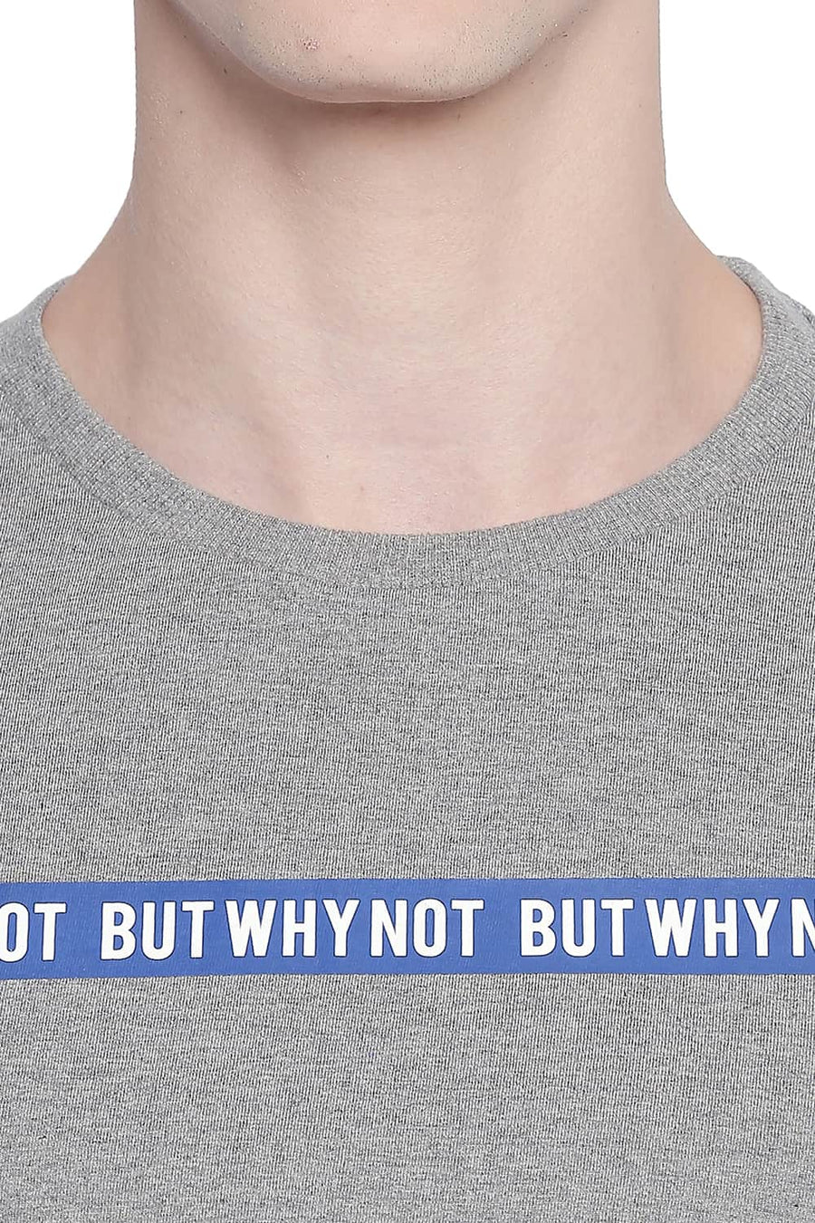 BASICS MUSCLE FIT HEATHER GREY CREW NECK T SHIRT