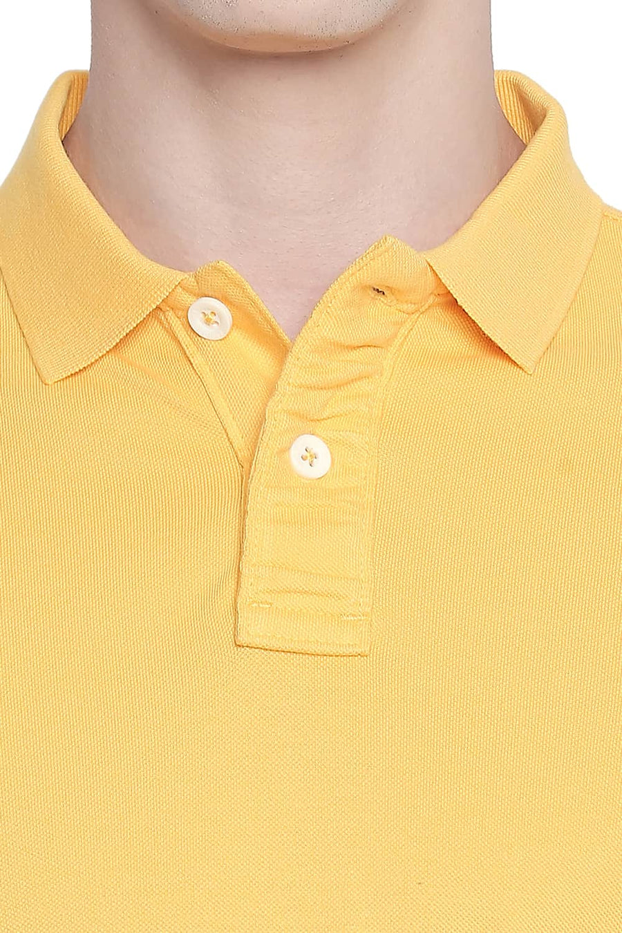 BASICS MUSCLE FIT YELLOW PIQU POLO T-SHIRT