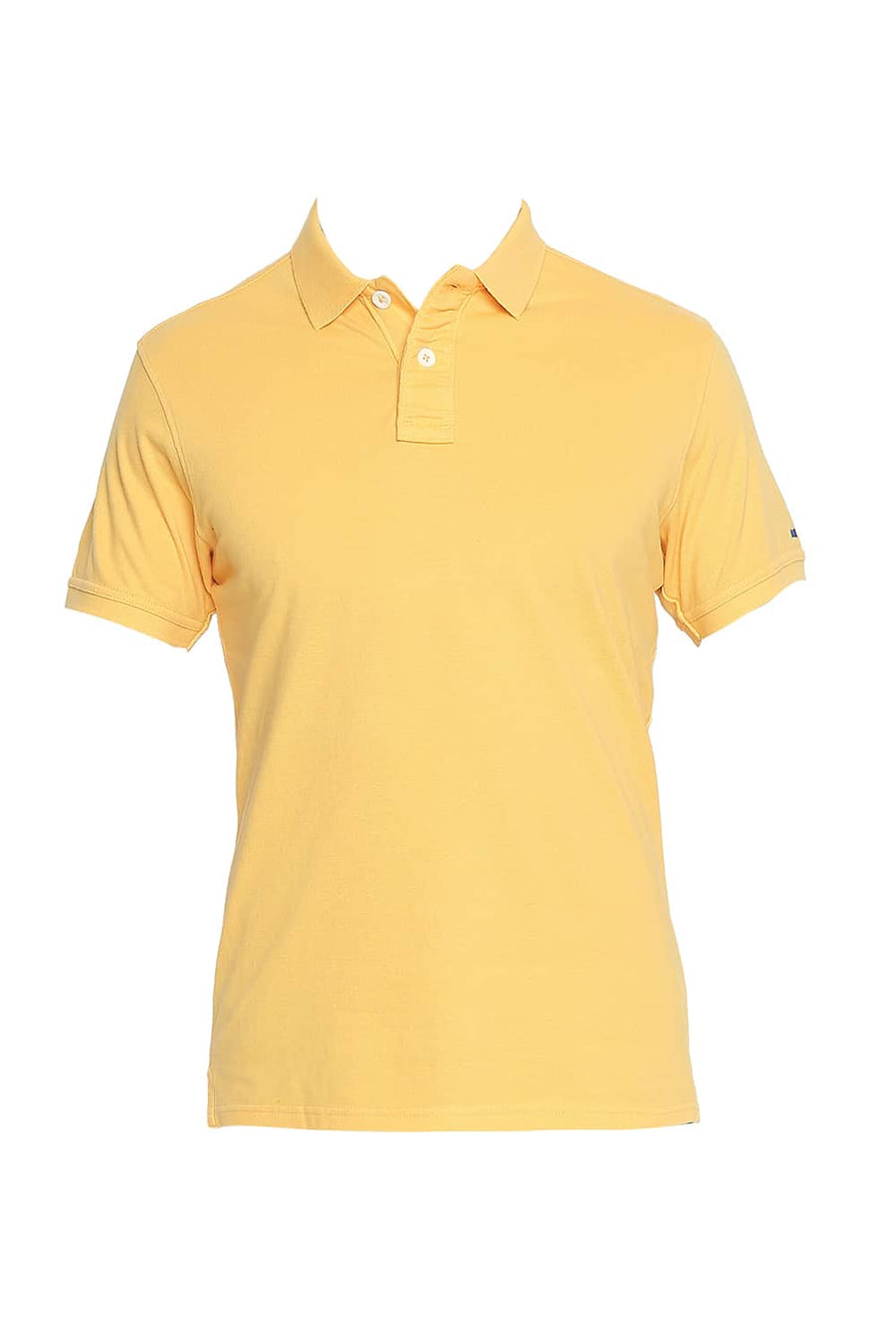BASICS MUSCLE FIT YELLOW PIQU POLO T-SHIRT
