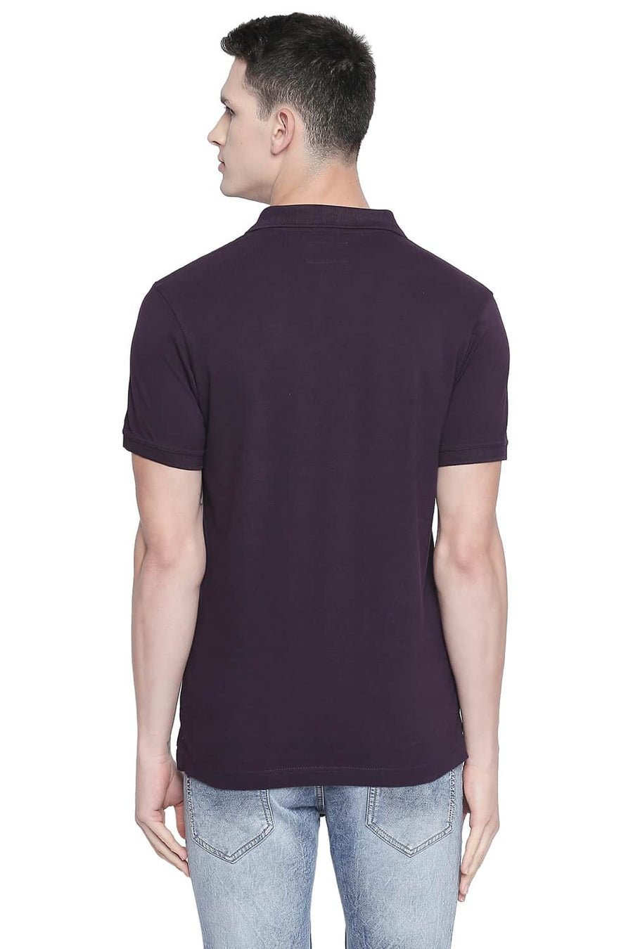BASICS MUSCLE FIT PURPLE PIQU POLO T-SHIRT