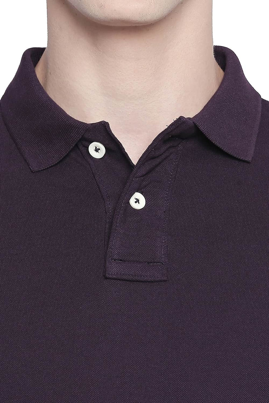BASICS MUSCLE FIT PURPLE PIQU POLO T-SHIRT