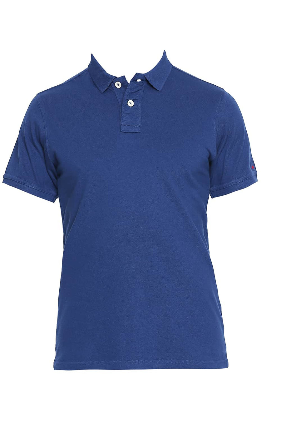 BASICS MUSCLE FIT BLUE PIQU POLO T-SHIRT