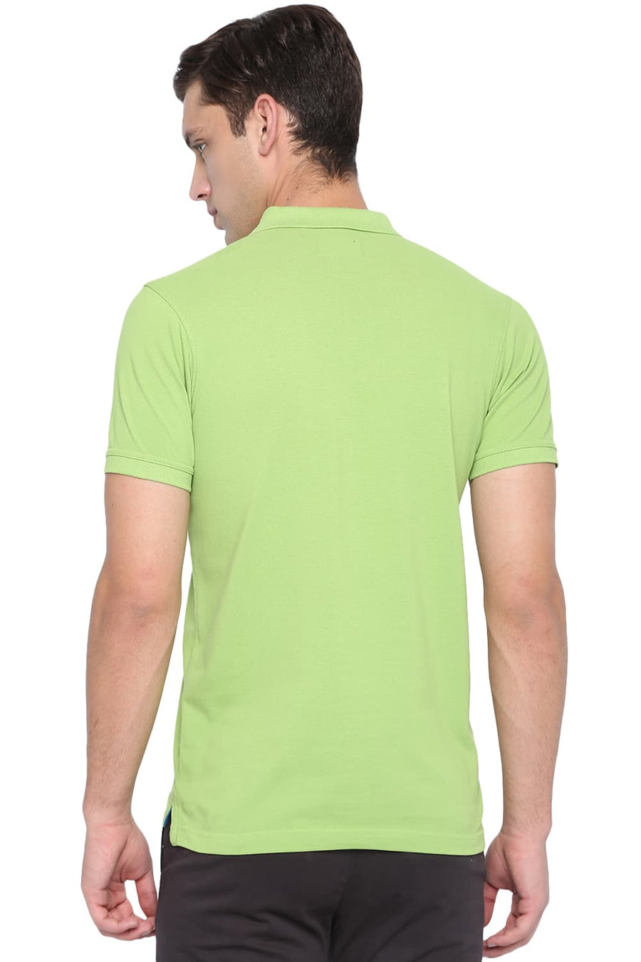 BASICS MUSCLE FIT PARROT GREEN POLO T SHIRT
