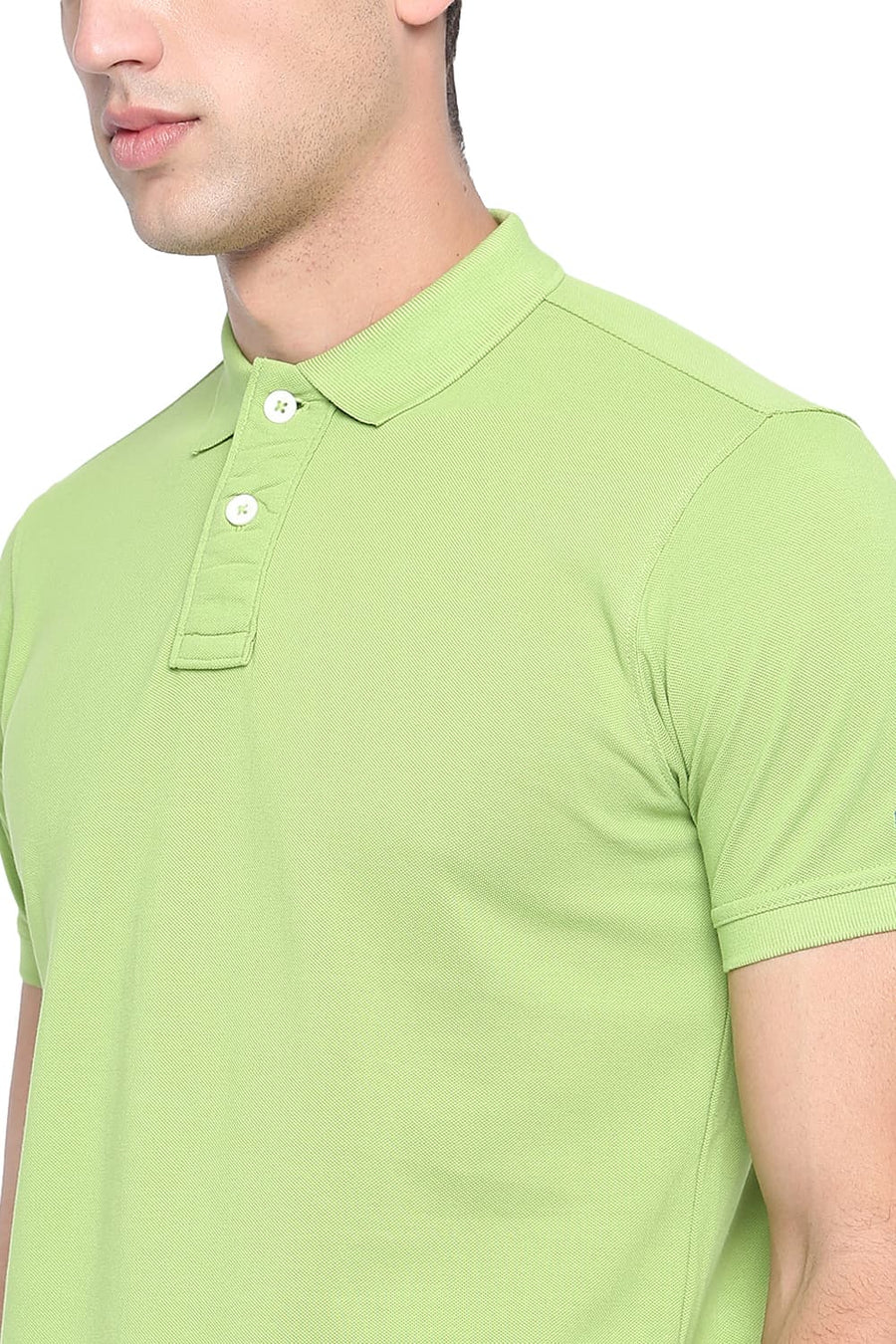 BASICS MUSCLE FIT PARROT GREEN POLO T SHIRT
