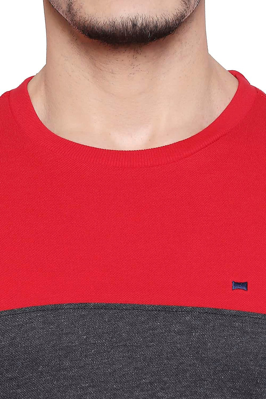 BASICS MUSCLE FIT LIPSTICK RED CREW NECK T SHIRT