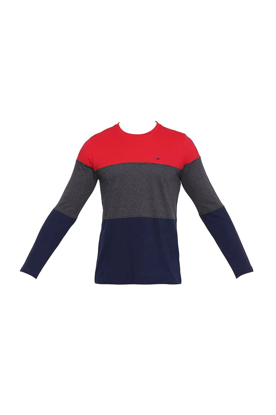 BASICS MUSCLE FIT LIPSTICK RED CREW NECK T SHIRT