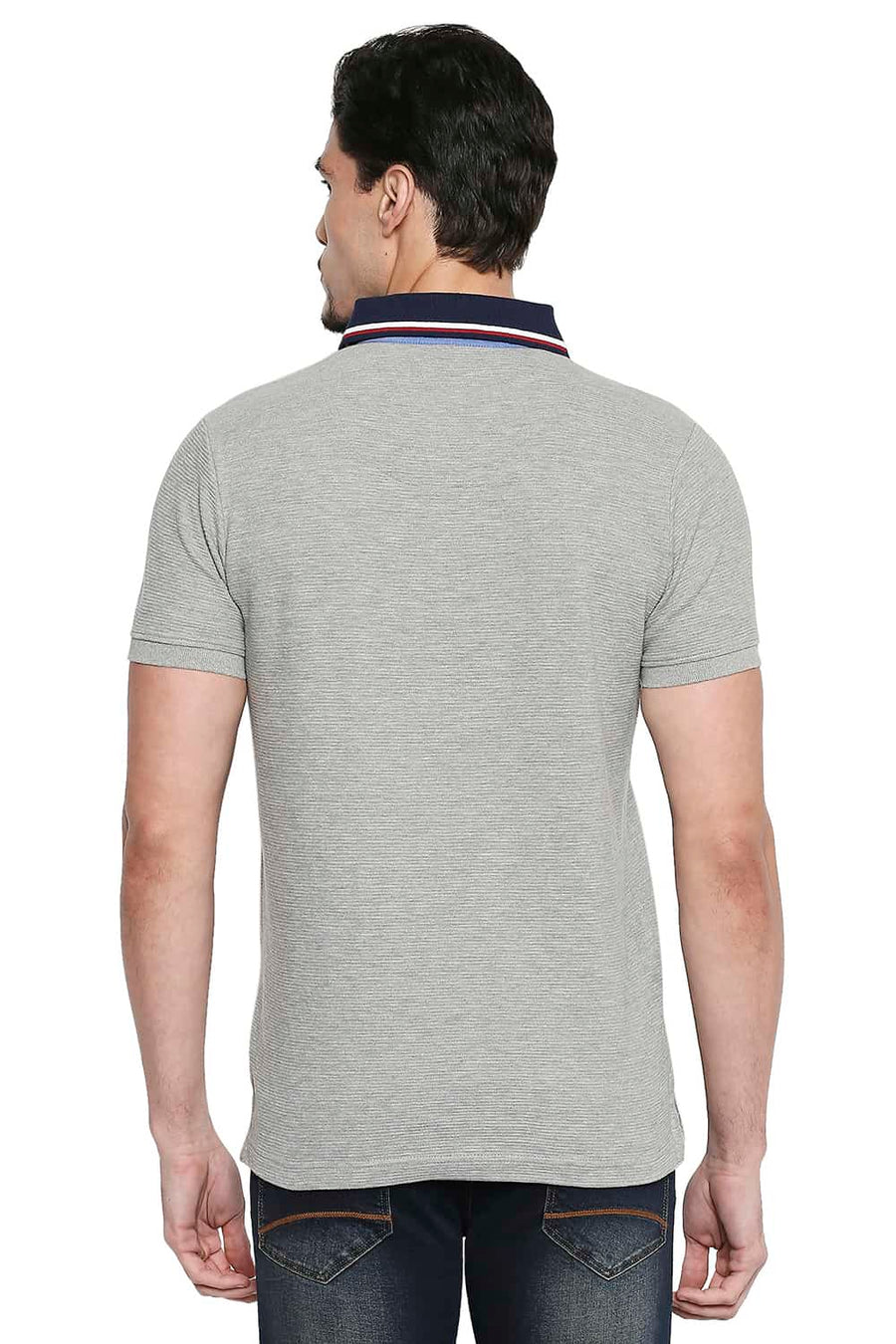 BASICS MUSCLE FIT HEATHER GRAY SPORT POLO T SHIRT