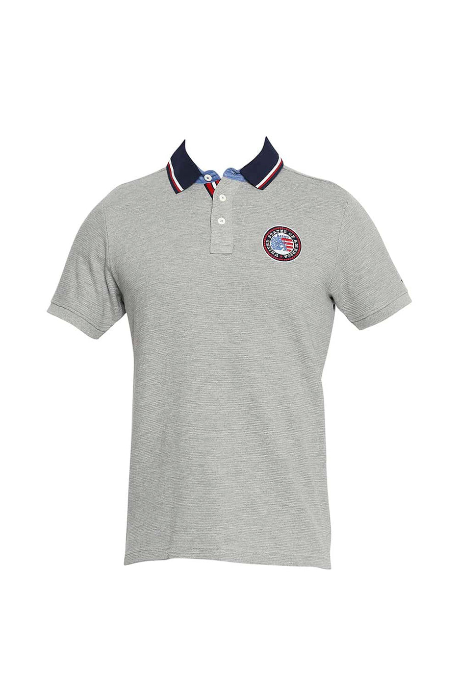 BASICS MUSCLE FIT HEATHER GRAY SPORT POLO T SHIRT