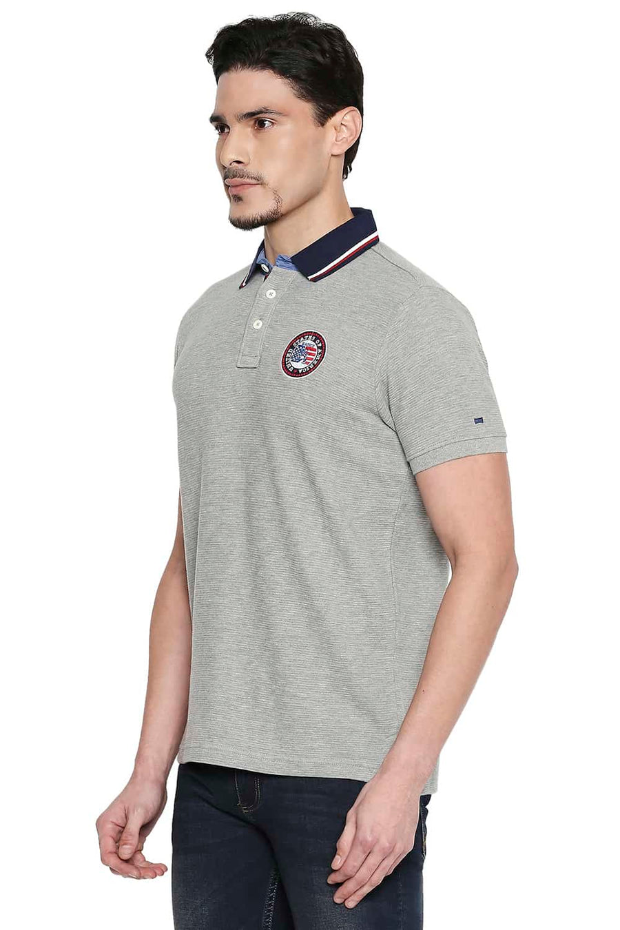 BASICS MUSCLE FIT HEATHER GRAY SPORT POLO T SHIRT