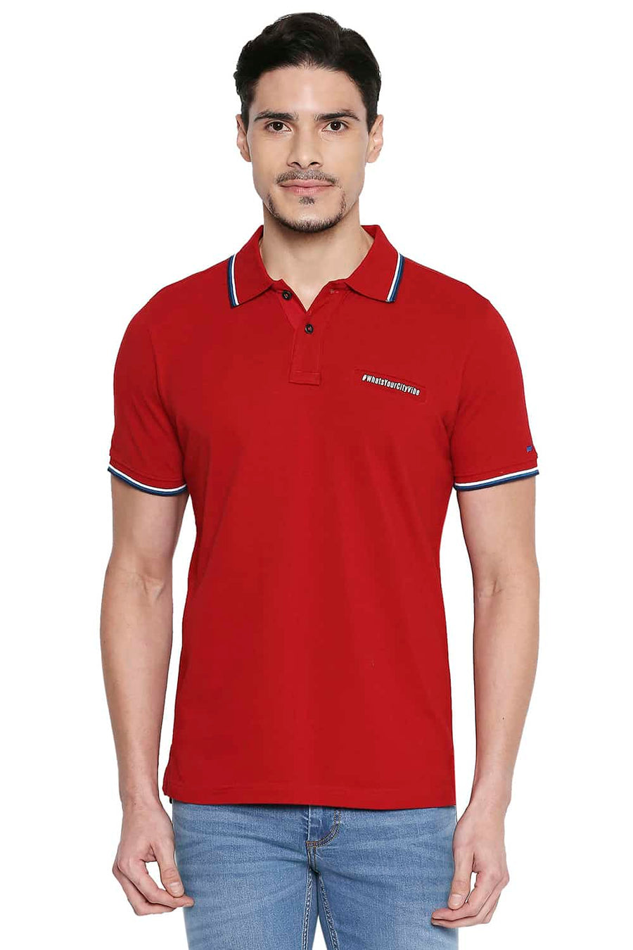 BASICS MUSCLE FIT SCOOTER RED POLO T SHIRT