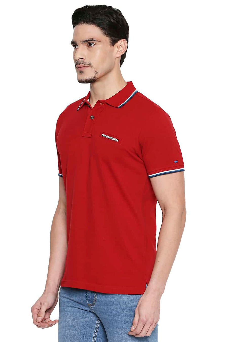 BASICS MUSCLE FIT SCOOTER RED POLO T SHIRT