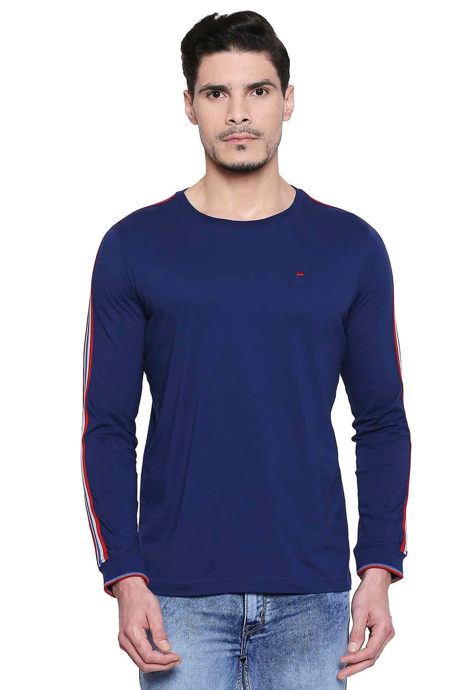 BASICS MUSCLE FIT MEDIEVAL BLUE CREW NECK T SHIRT