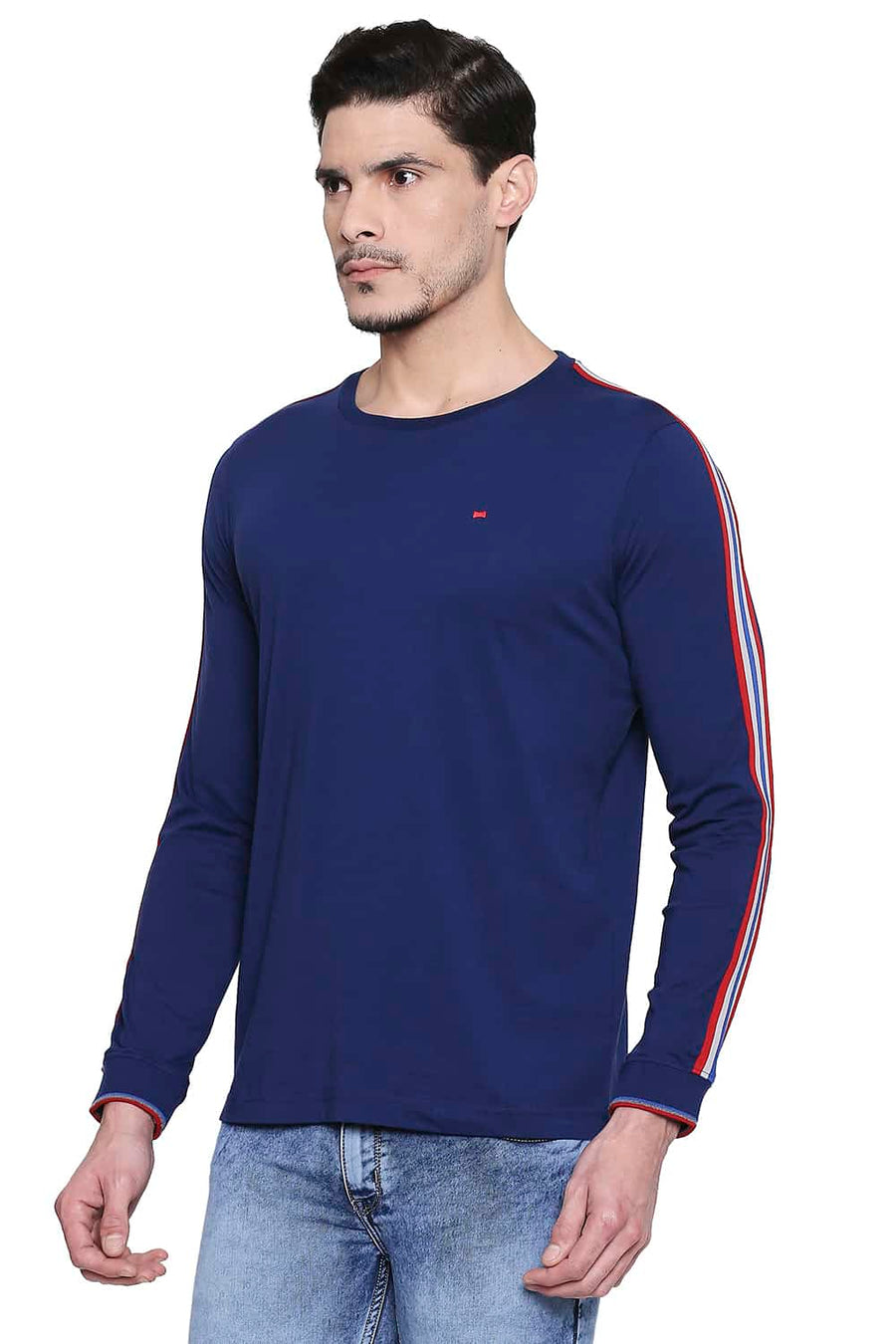 BASICS MUSCLE FIT MEDIEVAL BLUE CREW NECK T SHIRT