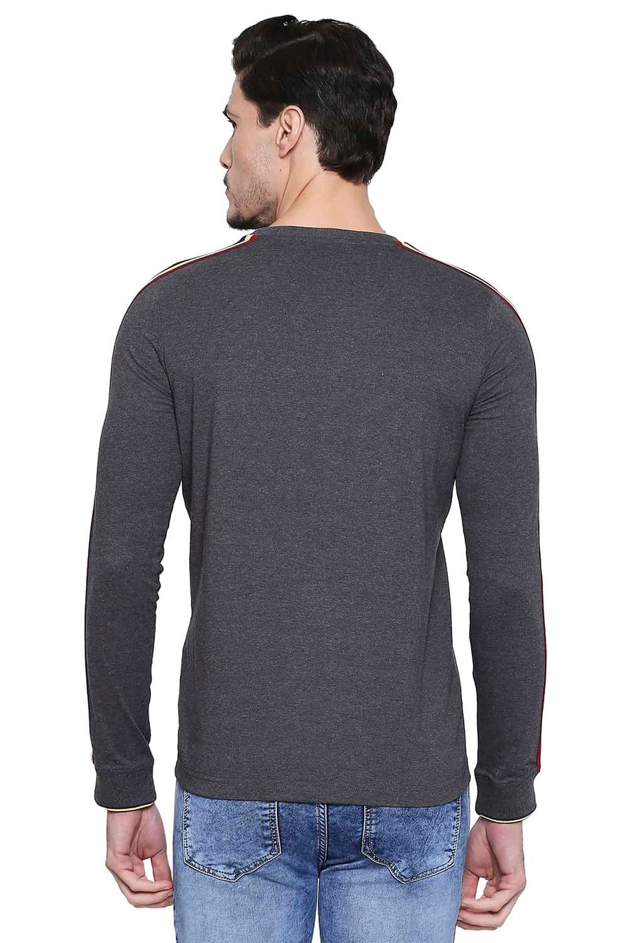 BASICS MUSCLE FIT CHARCOAL HEATHER CREW NECK T SHIRT