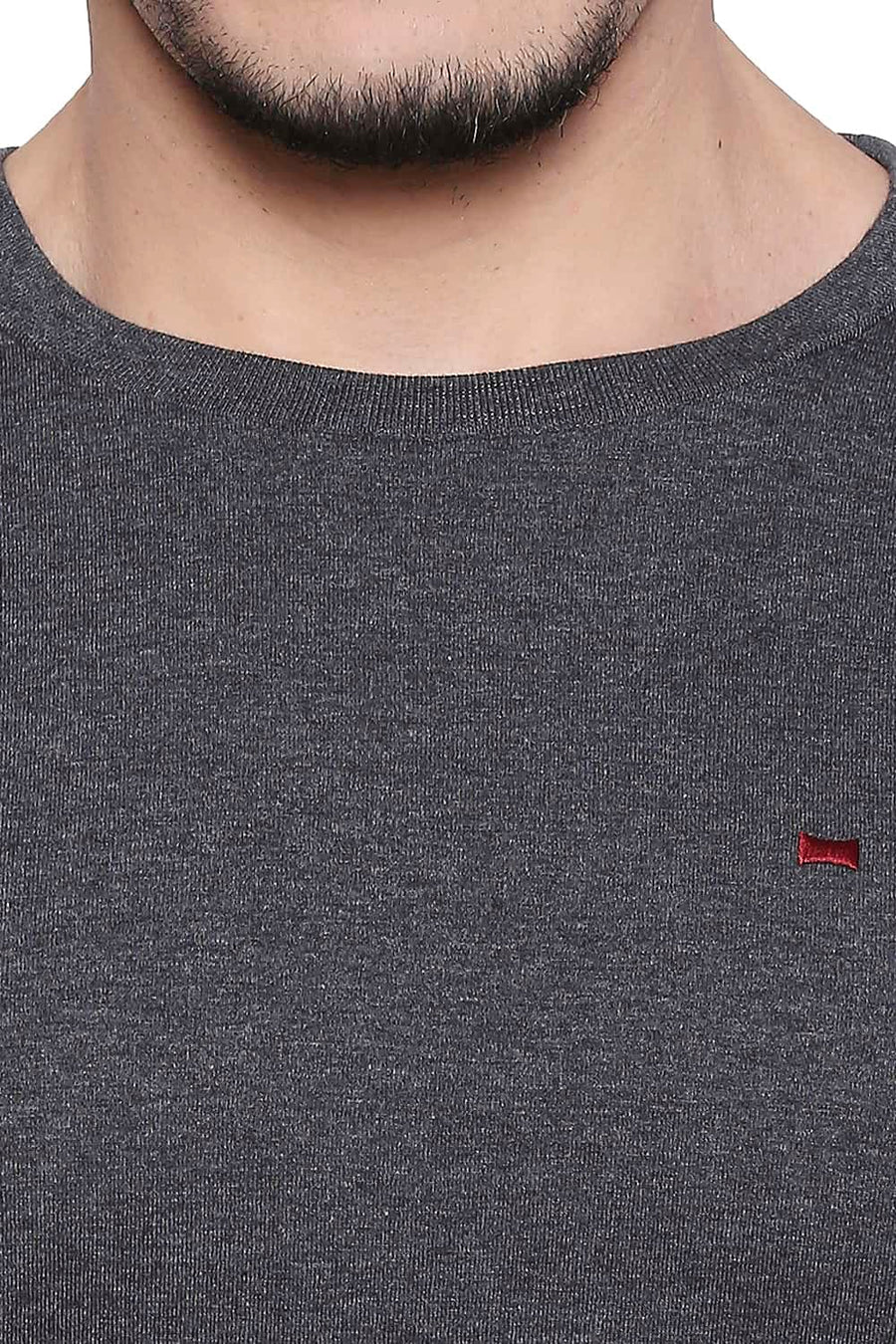 BASICS MUSCLE FIT CHARCOAL HEATHER CREW NECK T SHIRT