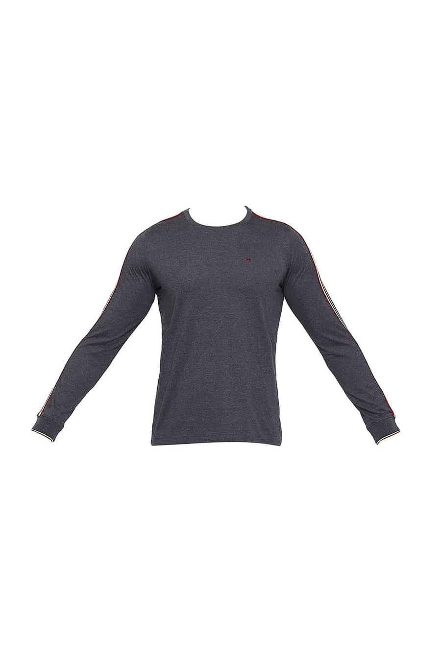 BASICS MUSCLE FIT CHARCOAL HEATHER CREW NECK T SHIRT