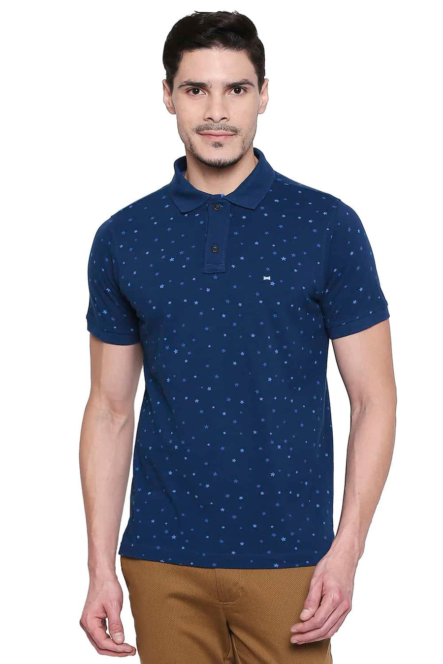 BASICS MUSCLE FIT GIBRALTAR SEA PRINTED POLO T SHIRT