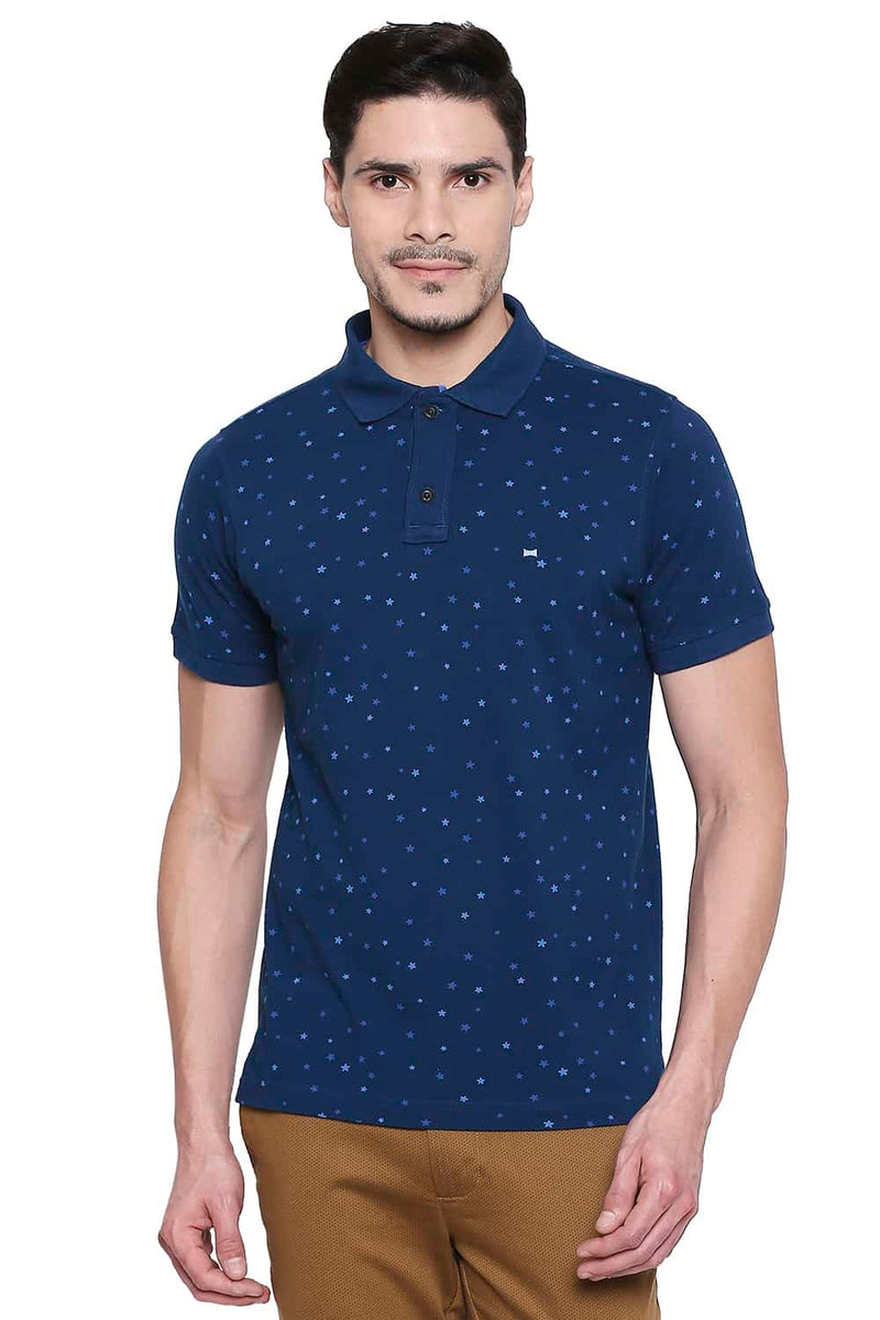 BASICS MUSCLE FIT PRINTED POLO T SHIRT