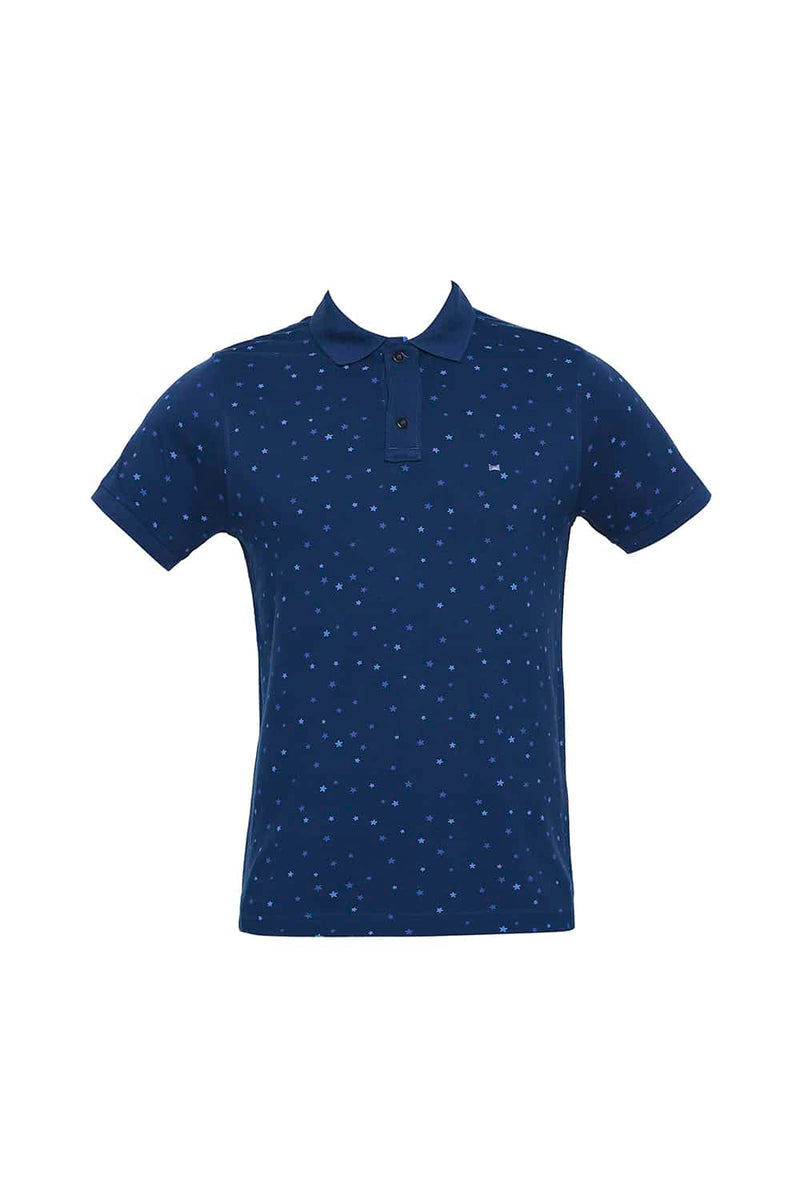 BASICS MUSCLE FIT PRINTED POLO T SHIRT