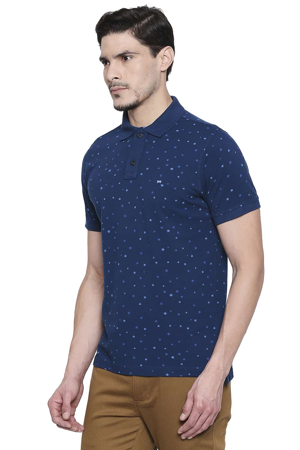 BASICS MUSCLE FIT PRINTED POLO T SHIRT