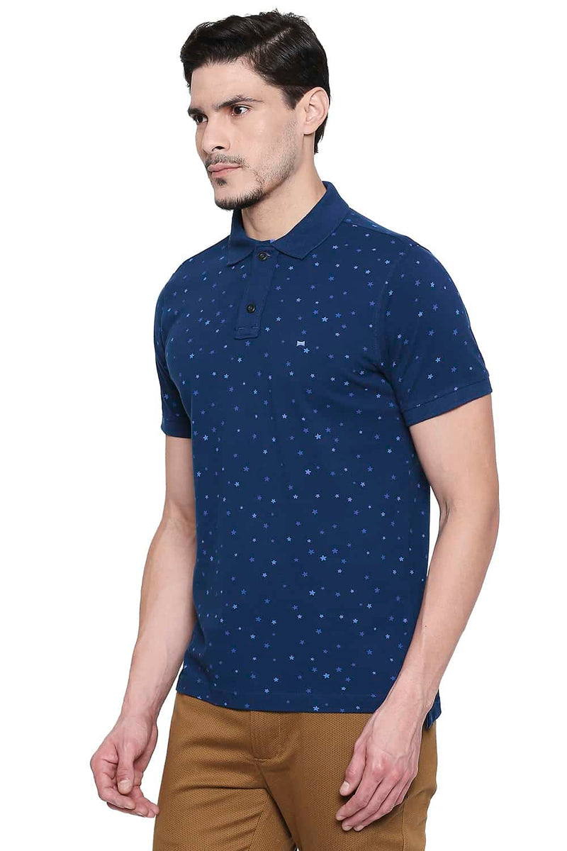 BASICS MUSCLE FIT PRINTED POLO T SHIRT