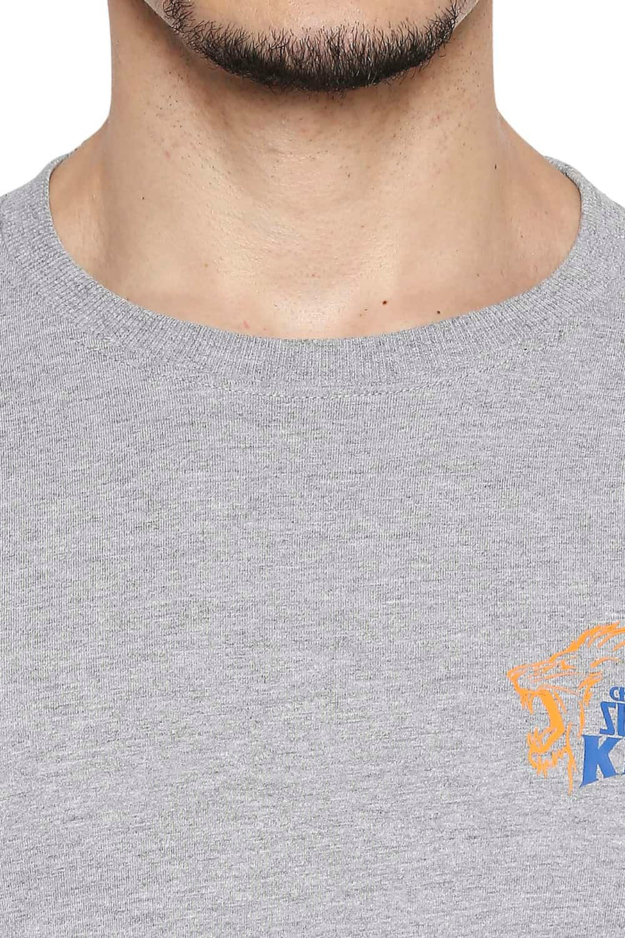 CSK ORIGINAL IPL ROARING LION PRINT GREY CREW NECK T SHIRT