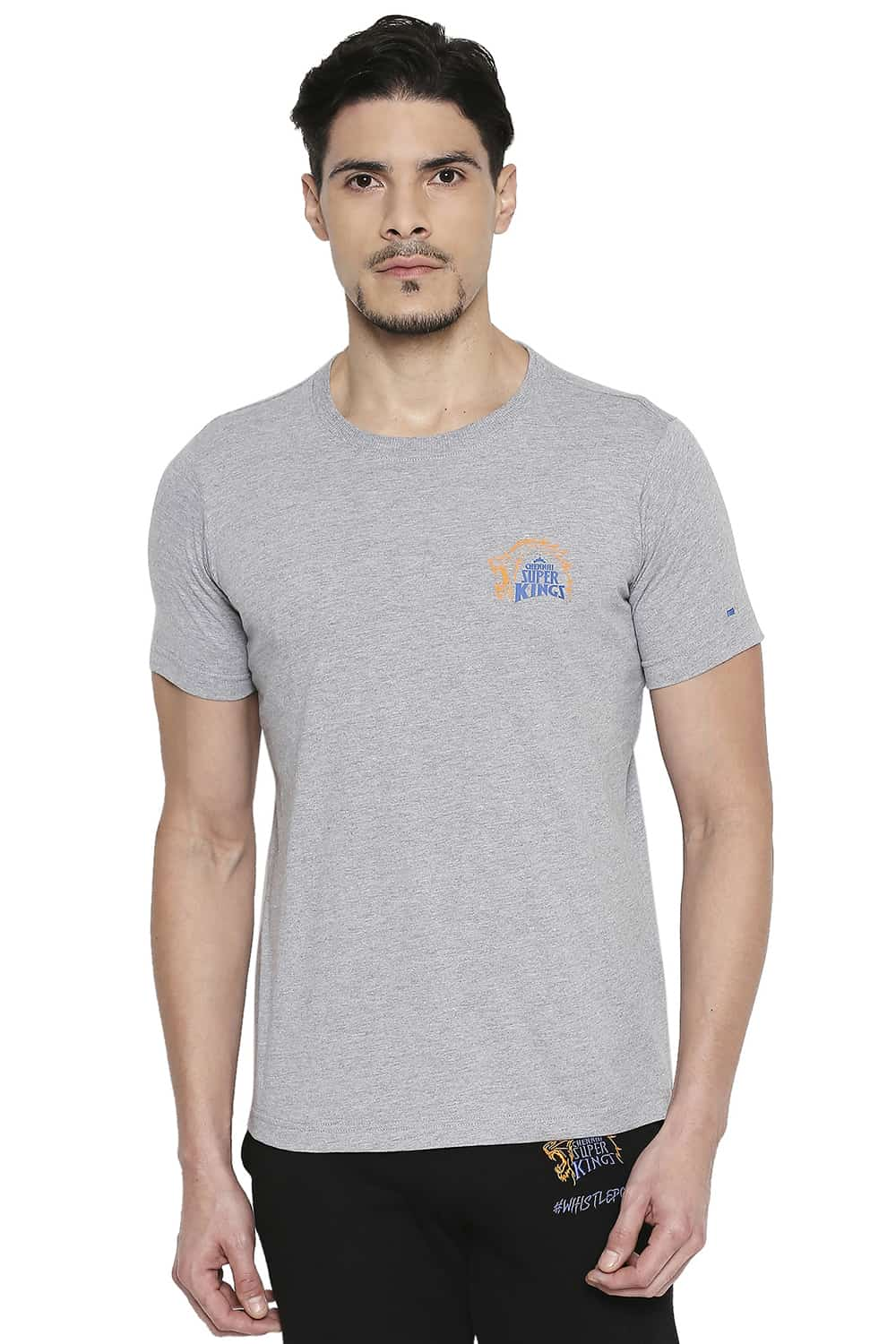 CSK ORIGINAL IPL ROARING LION PRINT CREW NECK T SHIRT