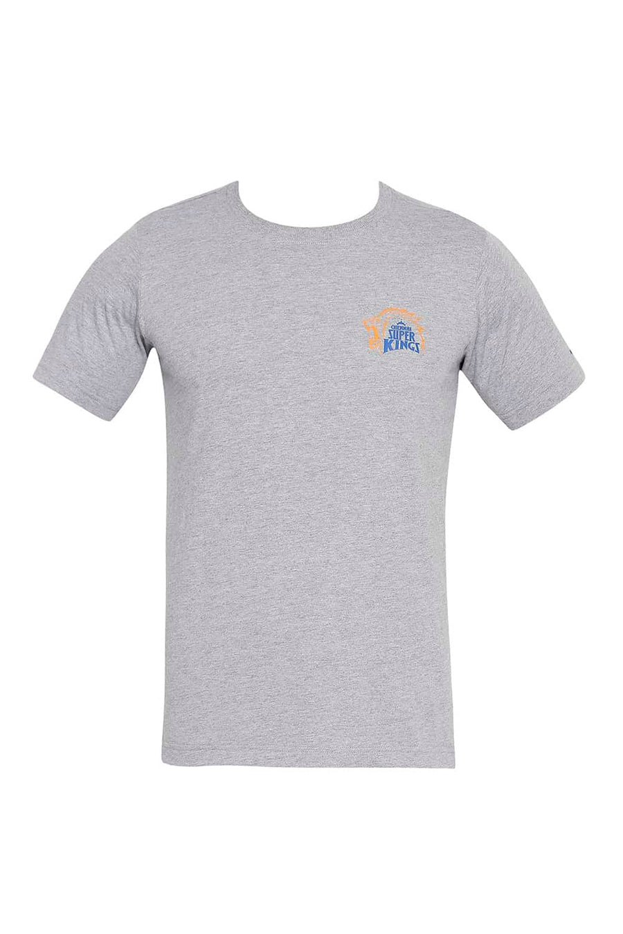 CSK ORIGINAL IPL ROARING LION PRINT GREY CREW NECK T SHIRT