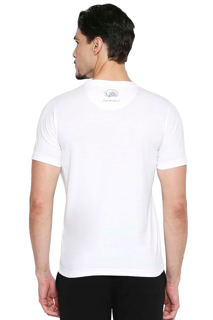 CSK ORIGINAL IPL ROARING LION PRINT WHITE CREW NECK T SHIRT