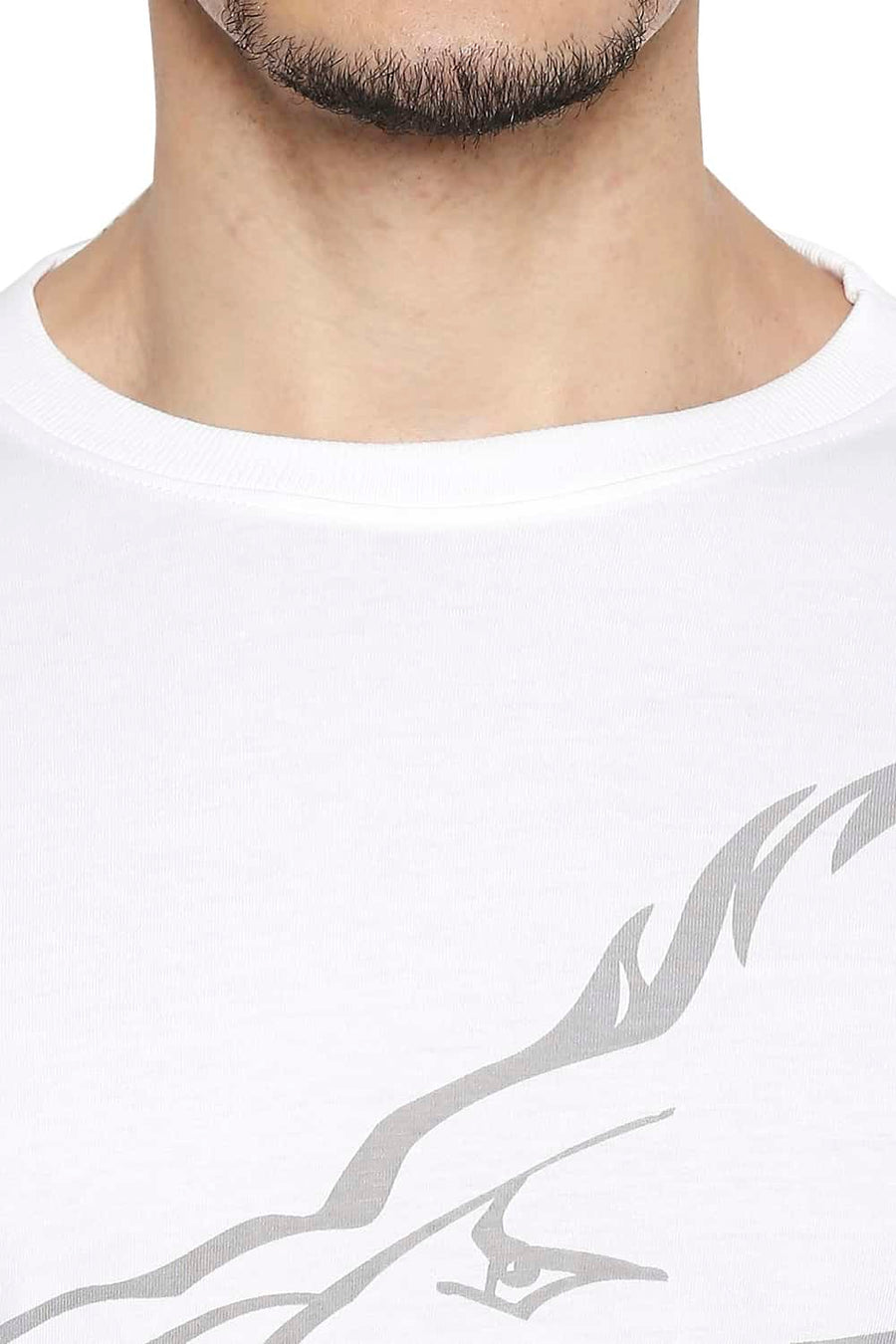 CSK ORIGINAL IPL ROARING LION PRINT WHITE CREW NECK T SHIRT