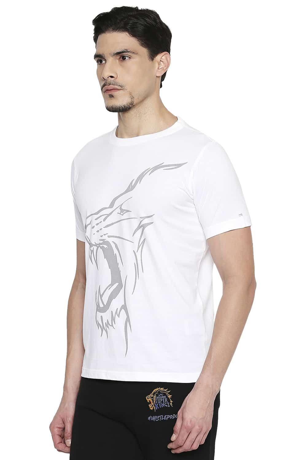 CSK ORIGINAL IPL ROARING LION PRINT CREW NECK T SHIRT