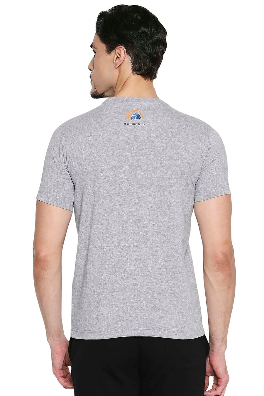 CSK ORIGINAL IPL WHISTGLE PODU GREY CREW NECK T SHIRT